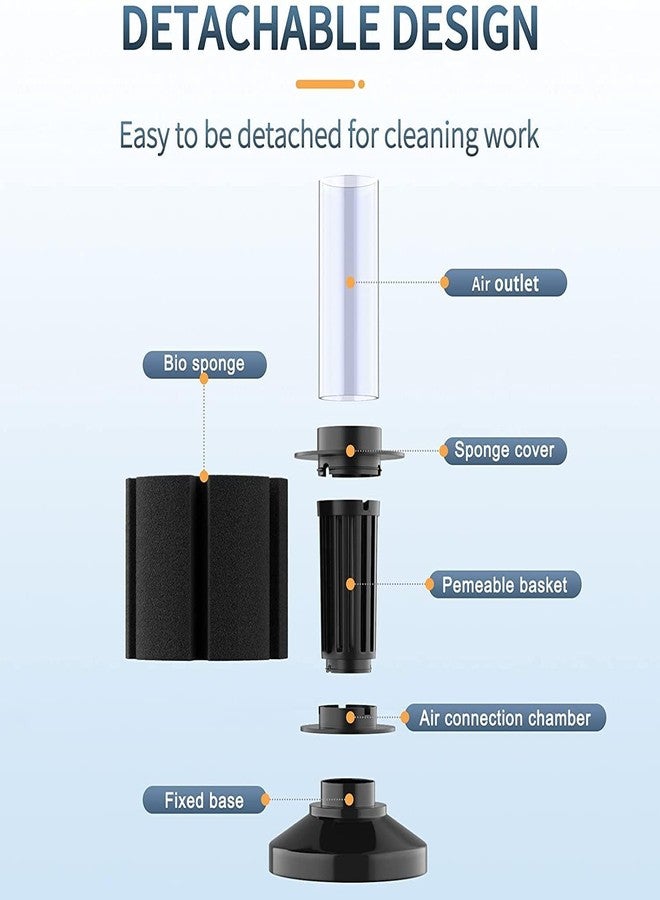 فلتر إسفنجي صغير فائق الكفاءة الكيميائية الحيوية من VAYINATO® (2835) لأحواض أسماك الزينة، مع خرطوم هواء مجاني بطول مترين | مناسب لأجهزة المياه العذبة والمالحة (مضخة الهواء غير متضمنة) من Petzlifeworld - Image 3